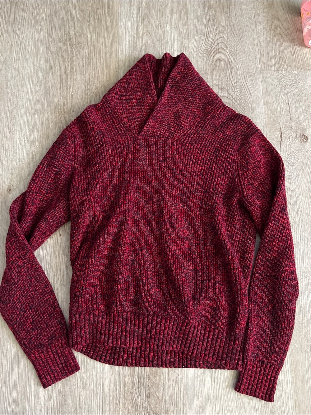 American Eagle Outfitters Men's Red Marled Cowl Sweater
